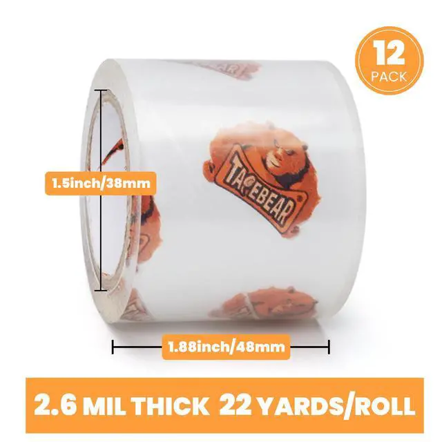 Alt view image 3 of 7 - 1.5" Core Packing Tape Refills No Noise 2.6mil Thick | 1.88" x 22yd Super Clear Packaging Tape for Book Binding, Carton Sealing, Moving, Shipping, 12Rolls