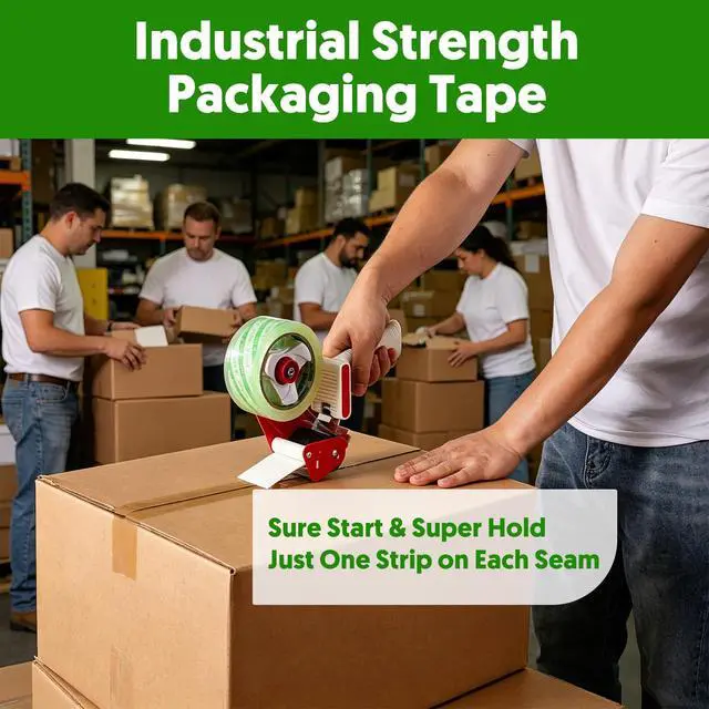 Alt view image 2 of 7 - Packing Tape for Moving Box, 6 Rolls, 1.88" x 60 Yards, 2.4 Mil | for Packaging, Shipping, Mailing, Moving and Storage, Clear, 3" Core, Sure Start, Super Hold, Resists Splitting Tearing