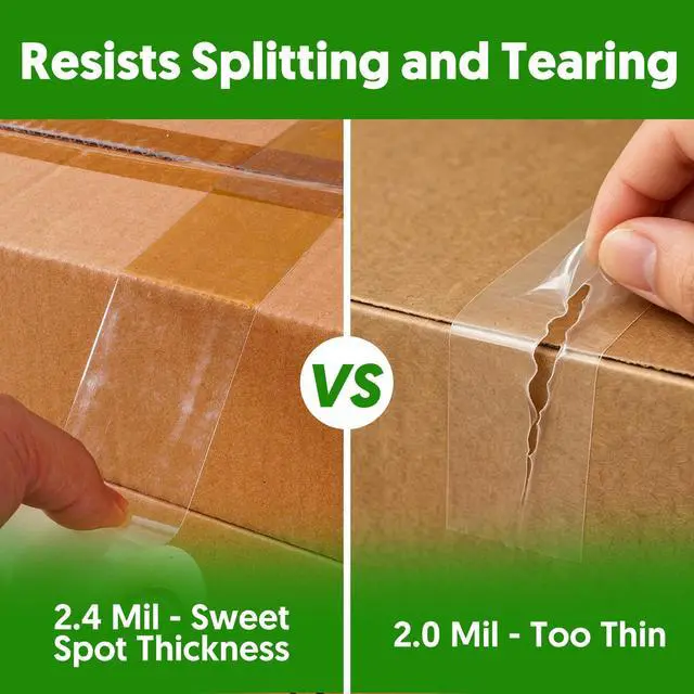 Alt view image 4 of 7 - Packing Tape for Moving Box, 6 Rolls, 1.88" x 60 Yards, 2.4 Mil | for Packaging, Shipping, Mailing, Moving and Storage, Clear, 3" Core, Sure Start, Super Hold, Resists Splitting Tearing