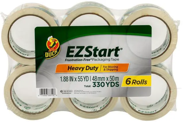 Main image of EZ Start Clear Packing Tape Refills, 6 Rolls | Frustration-Free, Whisper Quiet, Moving & Shipping Boxes, Apartments and Homes, 1.88 Inch x 55 Yards
