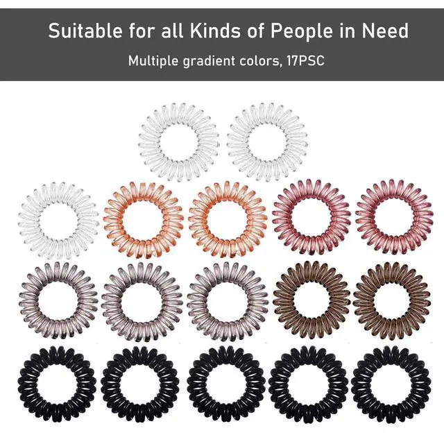 Alt view image 4 of 7 - Hair Ties, 17 Pack Spiral Coils for Thick and Thin Hair - No Crease Ponytail Holders for Women and Children