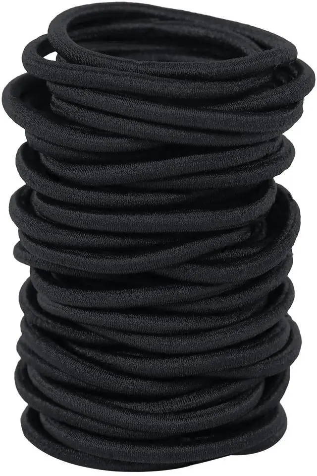 Main image of 180Pcs Black Hair Ties No Damage Value Size Ouchless Elastics Hair Bands Ponytail Holders Rubber Bands Bull Pack For Women Girls or Men