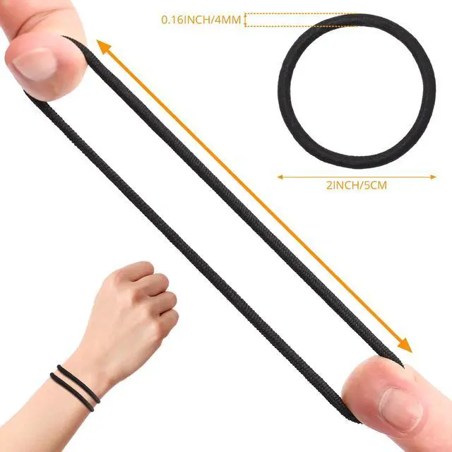 Alt view image 2 of 7 - 180Pcs Black Hair Ties No Damage Value Size Ouchless Elastics Hair Bands Ponytail Holders Rubber Bands Bull Pack For Women Girls or Men