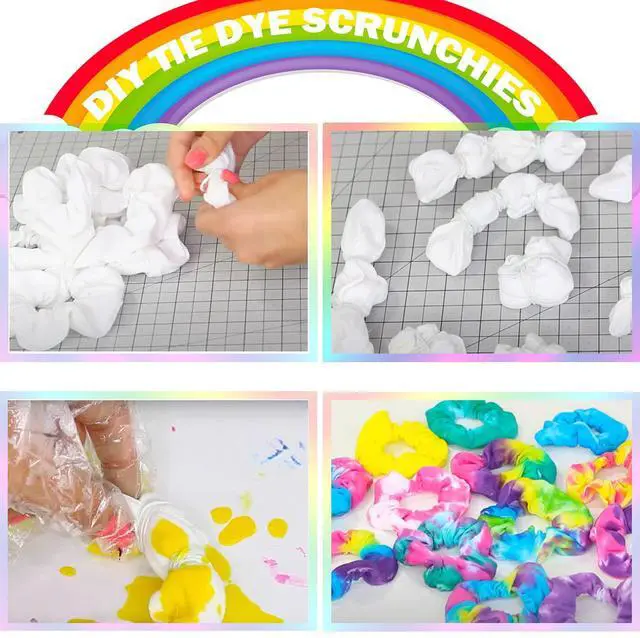 Alt view image 2 of 7 - White Scrunchies for Tie Dye, DIY Cotton Bow Scrunchies, Headbands, 3 Kinds of Party Activities Hair Accessories for Girls and Women, 20 Pieces