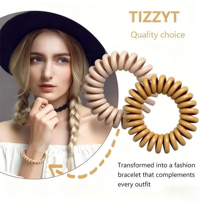 Alt view image 5 of 6 - Hair Ties, 18 Count - Vintage matte color Spiral Hair Ties, No Crease, Suitable For Women And Children With Thick Or Thinning Hair