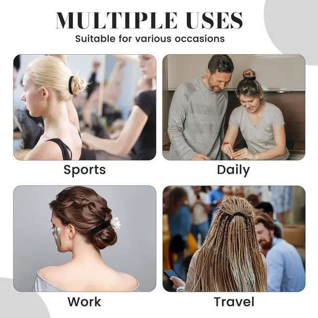 Alt view image 7 of 7 - 20 Pcs Large Stretchy Hair Ties Seamless Ponytail Holder Cotton Black | Cotton Seamless No Damage Elastic Hair Bands for Women, Thick Heavy and Curly Braids, 11 cm in Diameter, 4 mm in Width