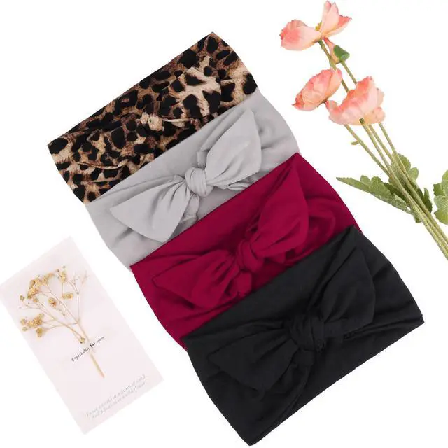 Alt view image 6 of 7 - 4 Pieces Adjustable Headbands for Women Elastic Knotted Boho Headbands For Women Fashion Wide Headband Hair Scarf Headband Yoga Workout Head Bands Hair Accessories Band