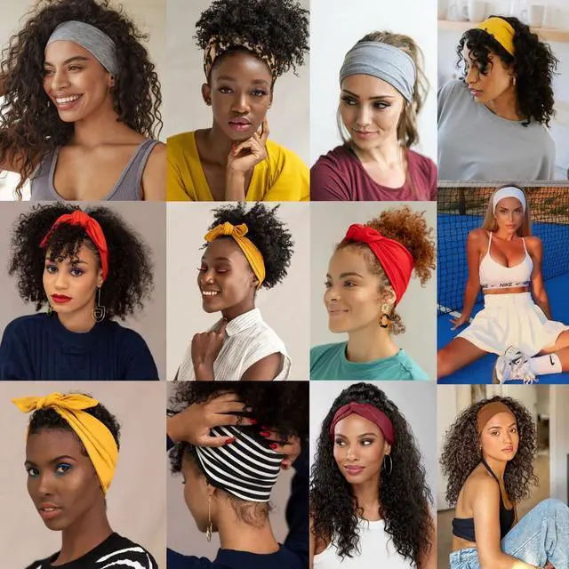 Alt view image 7 of 7 - 4 Pieces Adjustable Headbands for Women Elastic Knotted Boho Headbands For Women Fashion Wide Headband Hair Scarf Headband Yoga Workout Head Bands Hair Accessories Band