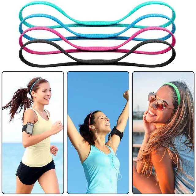 Alt view image 5 of 7 - 28 Pcs Elastic Headbands for Women Men Girl Non Slip Sports Headband | Colorful Thin Workout Grip Elastic Sport Headbands, 14 Colors