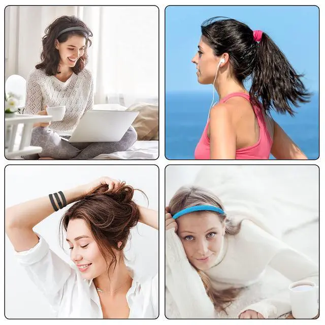 Alt view image 7 of 7 - 28 Pcs Elastic Headbands for Women Men Girl Non Slip Sports Headband | Colorful Thin Workout Grip Elastic Sport Headbands, 14 Colors