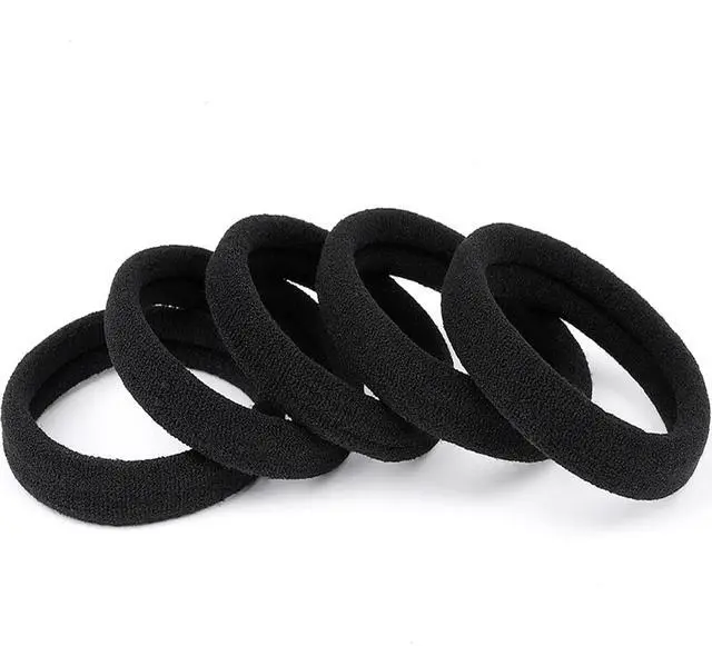 Main image of Black Hair Ties No Damage No Pull 100PCS Extra Thick Elastics Hair Bands Large Ponytail Holders for Women Girls Thick Heavy Curly Hair