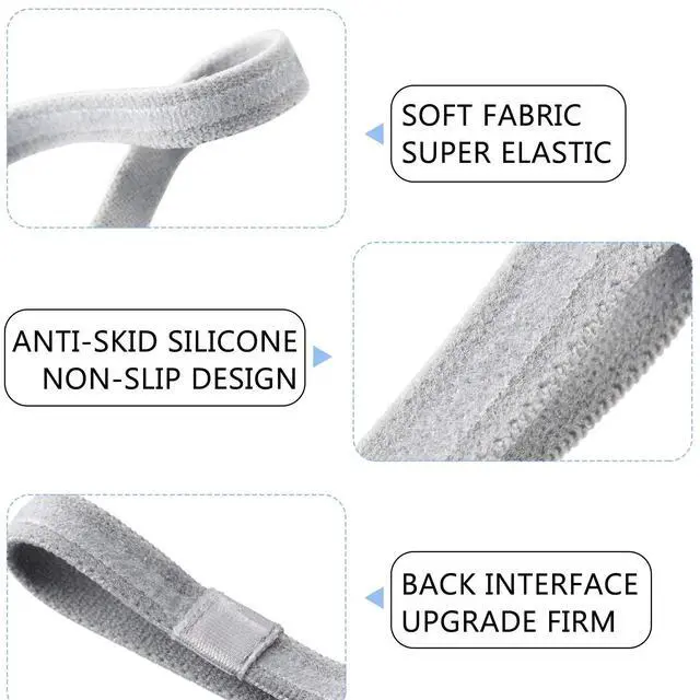 Alt view image 4 of 7 - 4 Pcs Non-Slip Elastic Sport Headbands, Black, Gray | Thin Soccer Headbands for Boys, Thick Elastic Headbands Men, Elastic Silicone Grip Exercise Hair and Sweatbands for Yoga