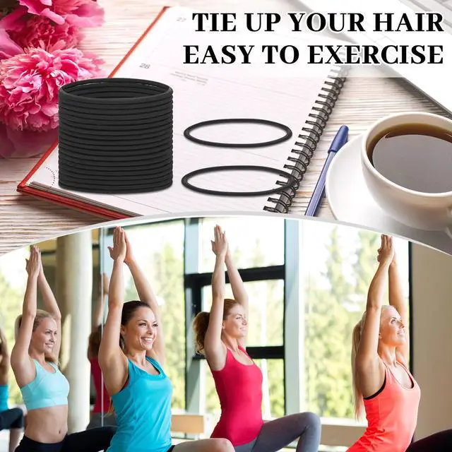 Alt view image 5 of 6 - 80 Count XL Hair Ties Extra Long Elastic No Metal,Black | For Thick Curly Hair Ponytails, Extra Large Scrunchies Style Bands, No Metal Elastic Accessories for Women Daily Use