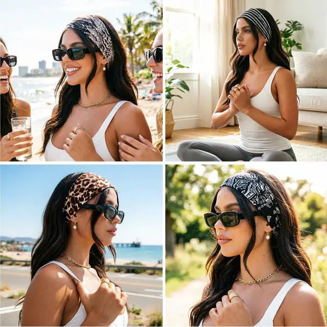 Alt view image 2 of 7 - 6 PCS Adjustable Headbands for Women Knotted Headbands Elastic Non-Slip Fashion Hair Bands for Workout Sports Running Yoga
