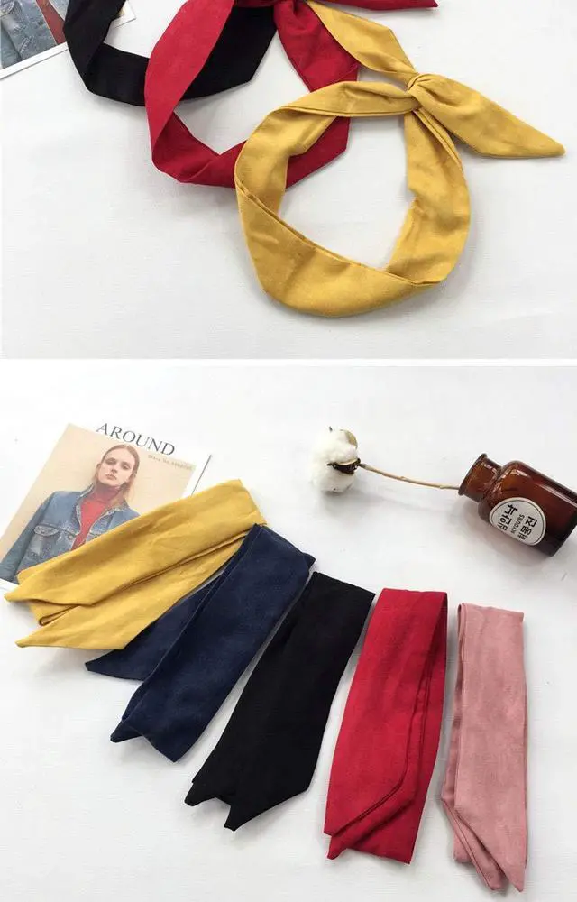 Alt view image 5 of 6 - Solid Color Wire headbands for Women with Rabbit ears Bow Headband, Twist Wired Headbands,Yoga Sports Head Wraps Hair Accessory,Pack of 9
