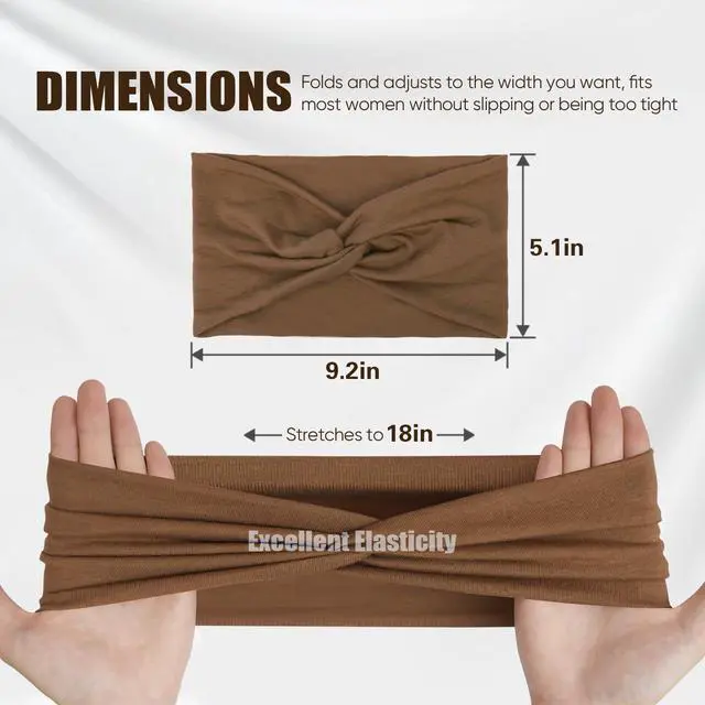 Alt view image 2 of 6 - Headbands for Women, Non Silp Wide Hair Bands, Elastic Thick Head Bands, Stretchy Soft Sports Sweat Bands for Spa Workout Running Gym, Twist Knotted Cotton Cloth Turban Hair Accessories 6Pcs
