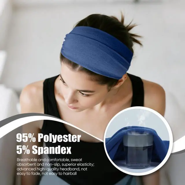 Alt view image 3 of 6 - Headbands for Women, Non Silp Wide Hair Bands, Elastic Thick Head Bands, Stretchy Soft Sports Sweat Bands for Spa Workout Running Gym, Twist Knotted Cotton Cloth Turban Hair Accessories 6Pcs