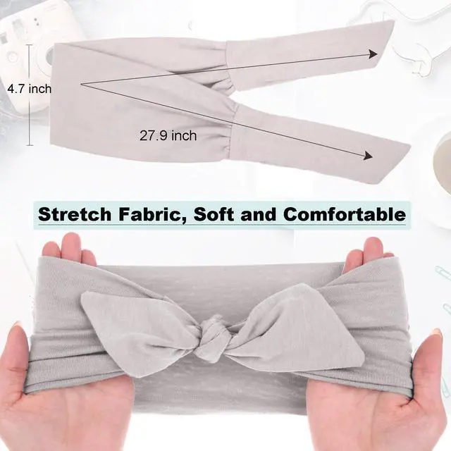Alt view image 2 of 7 - 6 Pieces Adjustable Headbands for Women Elastic Knotted Boho Headbands For Women Fashion Wide Headband Hair Scarf Headband Yoga Workout Head Bands Hair Accessories Band
