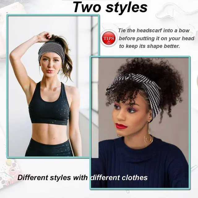 Alt view image 3 of 7 - 6 Pieces Adjustable Headbands for Women Elastic Knotted Boho Headbands For Women Fashion Wide Headband Hair Scarf Headband Yoga Workout Head Bands Hair Accessories Band