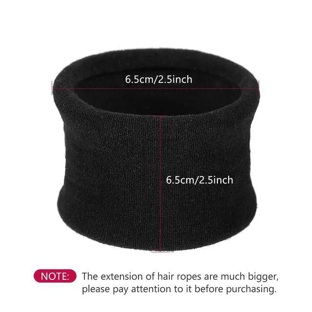 Alt view image 2 of 6 - 20 Pieces Large Cotton Stretch Hair Ties Bands Rope Ponytail Holders Headband for Thick Heavy or Curly Hair, 6.5 cm in Diameter (Black)
