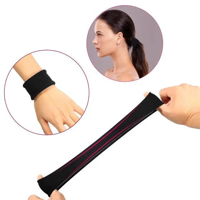 Alt view image 3 of 6 - 20 Pieces Large Cotton Stretch Hair Ties Bands Rope Ponytail Holders Headband for Thick Heavy or Curly Hair, 6.5 cm in Diameter (Black)