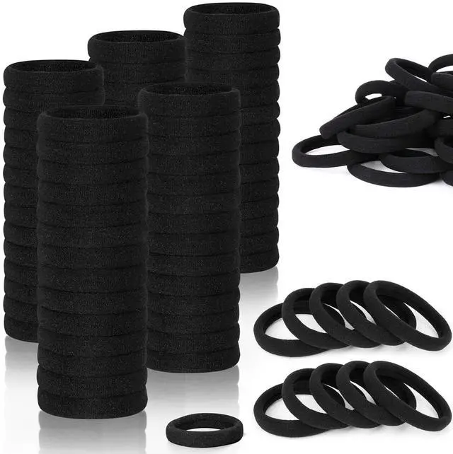 Main image of Hair Ties for Girls Elastic Hair Tie 200 PCS Black Soft for Medium Hair Hair Accessories for Women Perfect for Long Lasting Braids Ponytails and More Pain Free Hair Ponytail Holders Hair Elastic Band