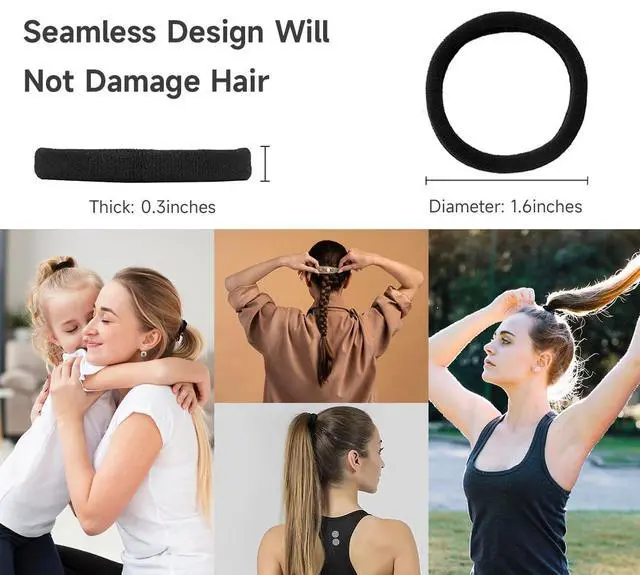 Alt view image 2 of 7 - Hair Ties for Girls Elastic Hair Tie 200 PCS Black Soft for Medium Hair Hair Accessories for Women Perfect for Long Lasting Braids Ponytails and More Pain Free Hair Ponytail Holders Hair Elastic Band