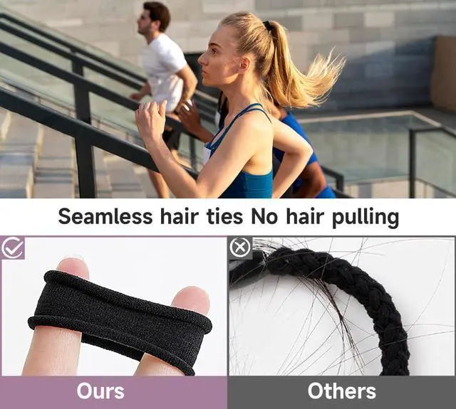 Alt view image 3 of 7 - Hair Ties for Girls Elastic Hair Tie 200 PCS Black Soft for Medium Hair Hair Accessories for Women Perfect for Long Lasting Braids Ponytails and More Pain Free Hair Ponytail Holders Hair Elastic Band