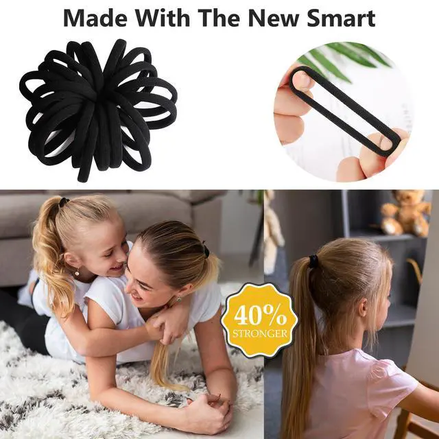 Alt view image 4 of 7 - Hair Ties for Girls Elastic Hair Tie 200 PCS Black Soft for Medium Hair Hair Accessories for Women Perfect for Long Lasting Braids Ponytails and More Pain Free Hair Ponytail Holders Hair Elastic Band