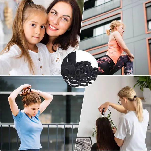 Alt view image 5 of 7 - Hair Ties for Girls Elastic Hair Tie 200 PCS Black Soft for Medium Hair Hair Accessories for Women Perfect for Long Lasting Braids Ponytails and More Pain Free Hair Ponytail Holders Hair Elastic Band