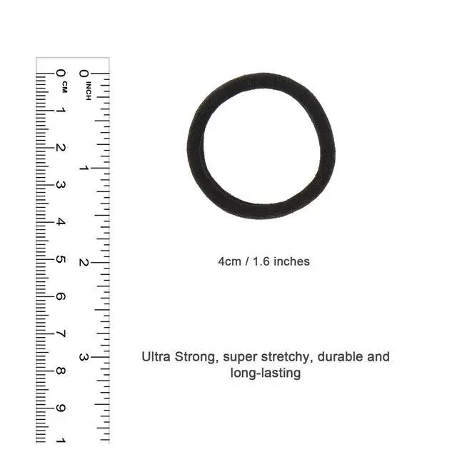 Alt view image 2 of 6 - Black Hair Ties for Thick Hair, 100 Pcs Seamless Ponytail Holders | 1.6 Inch Soft Fabric Bands with Gentle No-Crease Hold for Thick, Curly and Dark Hair, Buns, Braids and Daily Styling