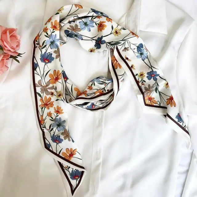 Alt view image 3 of 5 - Silk Head Scarf for Hair Fashion Headwrap for Women Lightweight Neck Tie