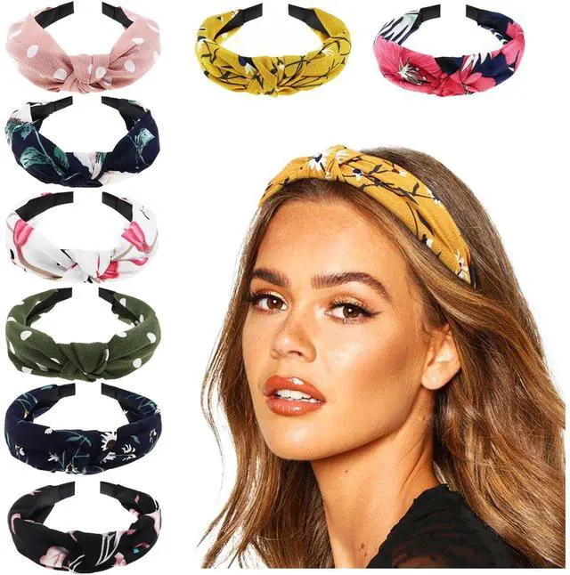 Main image of 8 Pack Boho Vintage Headbands for Women Girls Knotted Headwraps Fashion Hair Hoops Elastic Hair Accessories