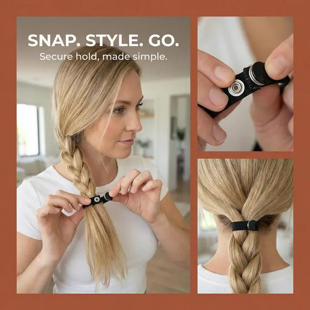 Alt view image 3 of 7 - 10Pcs Wrap Around Hair Tie Snap Ties for Thick Curly Hair Adjustable Snappy Bungee Bands for Natural Ponytail Headband for Puff Styles and Secure Ponytails