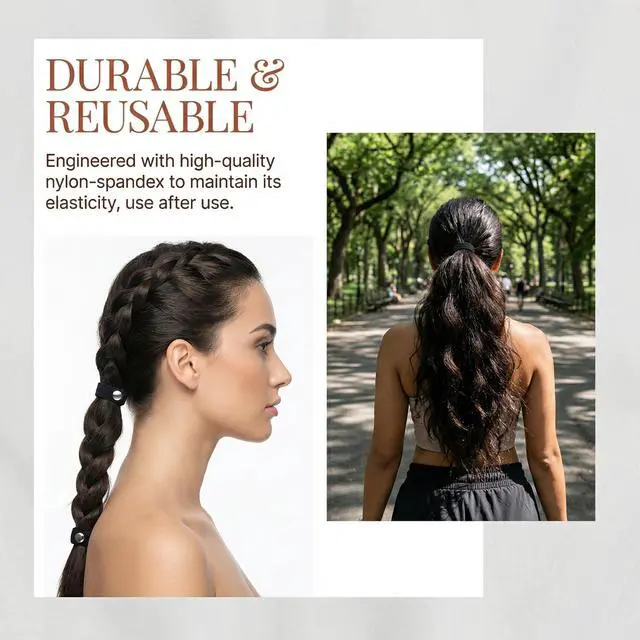 Alt view image 7 of 7 - 10Pcs Wrap Around Hair Tie Snap Ties for Thick Curly Hair Adjustable Snappy Bungee Bands for Natural Ponytail Headband for Puff Styles and Secure Ponytails