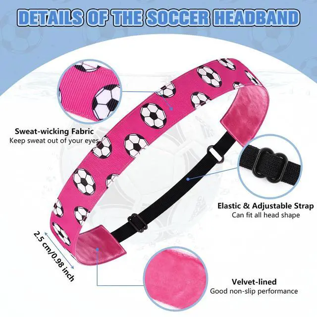 Alt view image 4 of 6 - 12 Pcs Soccer Gifts for Girls 4 Soccer Headbands 8 Hair Scrunchies | Adjustable No Slip Hairbands, Elastic Hair Ties, Colorful Ponytail Holders, Football Sport Accessories, for Women Player Team