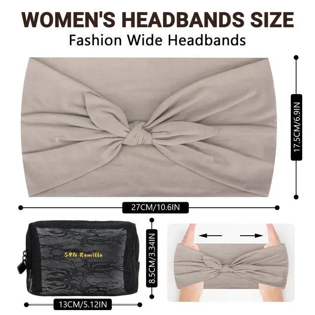 Alt view image 3 of 6 - Wide Headbands for Women, Large Hairband, Elastic Non-Slip Headband Twist Knotted Accessories, Yoga Workout Vintage Hair 3 Pack (Multi-colored-1)