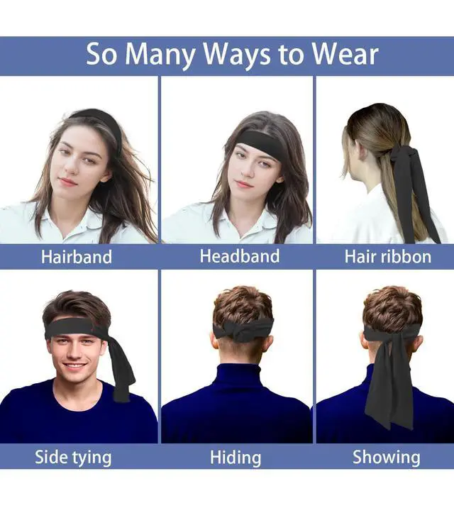 Alt view image 5 of 6 - Sport Tie Headbands Tennis Head Tie for Men Women Sports Fans Ninja Soccer Basketball Teams Head Ties Halloween (Black)