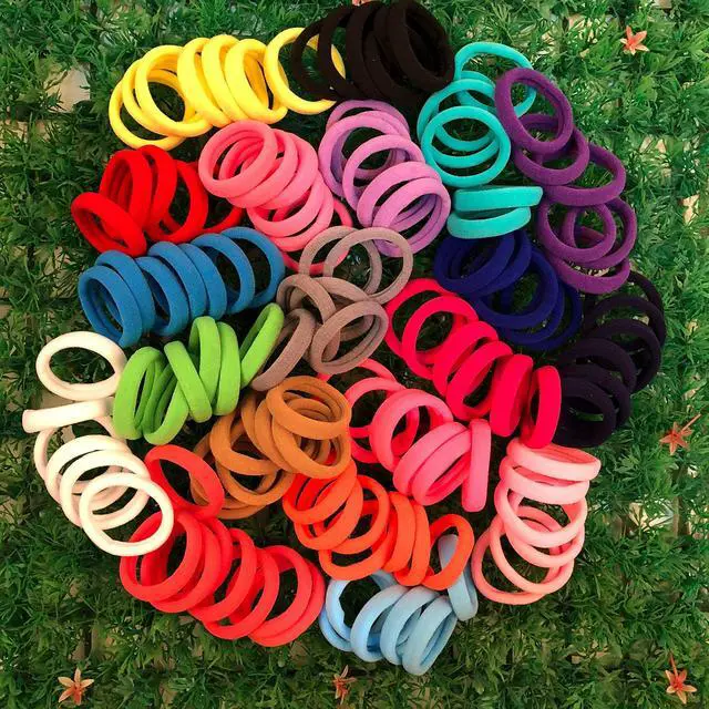 Alt view image 4 of 5 - 60pcs Nylon Elastic Hair Ties DIY Hair Bands For Women and Girls | White No Damage Stretch Ouchless Ponytail Holders for Girls Teens Yoga Sports Makeup Daily Use, Women Girls Hair Accessories