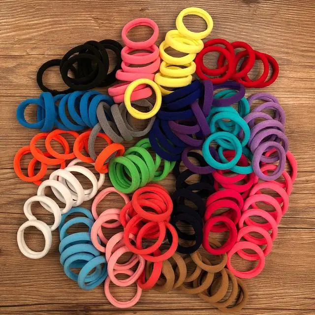 Alt view image 5 of 5 - 60pcs Nylon Elastic Hair Ties DIY Hair Bands For Women and Girls | White No Damage Stretch Ouchless Ponytail Holders for Girls Teens Yoga Sports Makeup Daily Use, Women Girls Hair Accessories