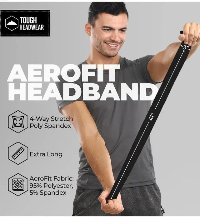 Alt view image 4 of 7 - Tie Headband for Men - Tennis Headband for Women, Sweat Band for Workout, Running, Football, Basketball, Athletics - Midnight Black