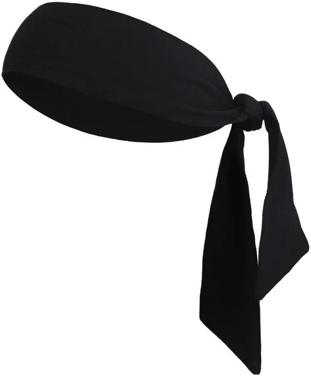 Main image of Tie Headband for Men - Tennis Headband for Women, Sweat Band for Workout, Running, Football, Basketball, Athletics - Midnight Black