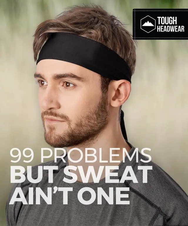 Alt view image 7 of 7 - Tie Headband for Men - Tennis Headband for Women, Sweat Band for Workout, Running, Football, Basketball, Athletics - Midnight Black