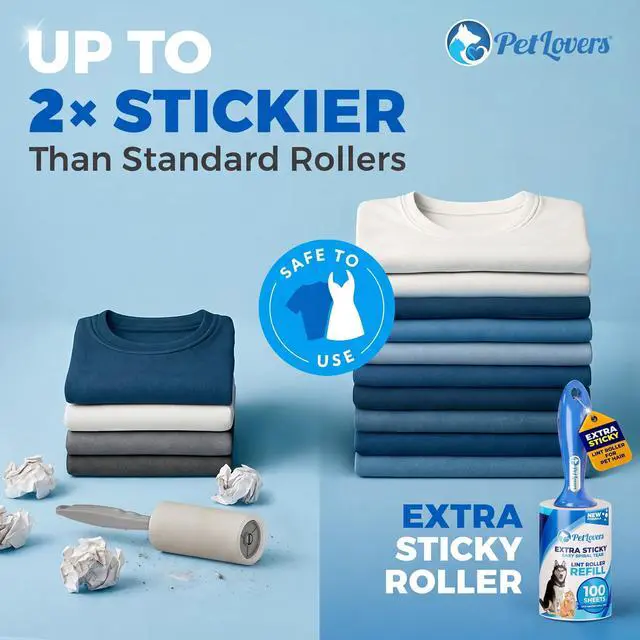 Alt view image 3 of 7 - Extra Sticky Lint Roller Ultimate Value Set 400 Sheets for Pet Hair Removal, Dog and Cat Lint Remover 4 Pack