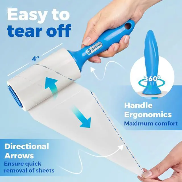 Alt view image 4 of 7 - Extra Sticky Lint Roller Ultimate Value Set 400 Sheets for Pet Hair Removal, Dog and Cat Lint Remover 4 Pack
