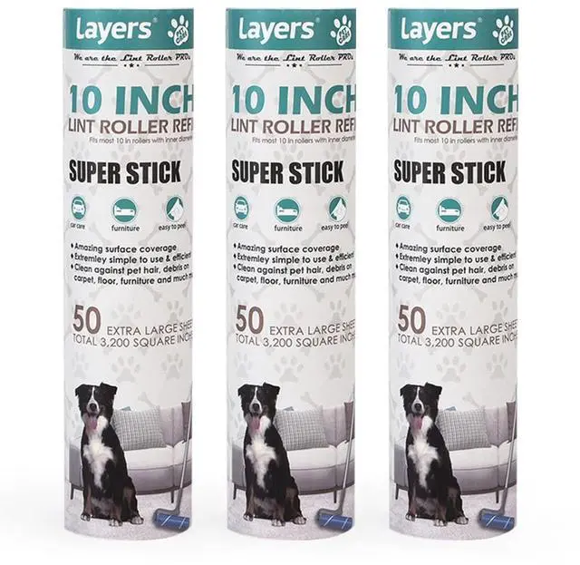 Main image of Large Lint Roller Refill,Oversized Rollers, 10 in Wide in Market | Suitable for Most Large Rollers , 3 Packs 150 sheets