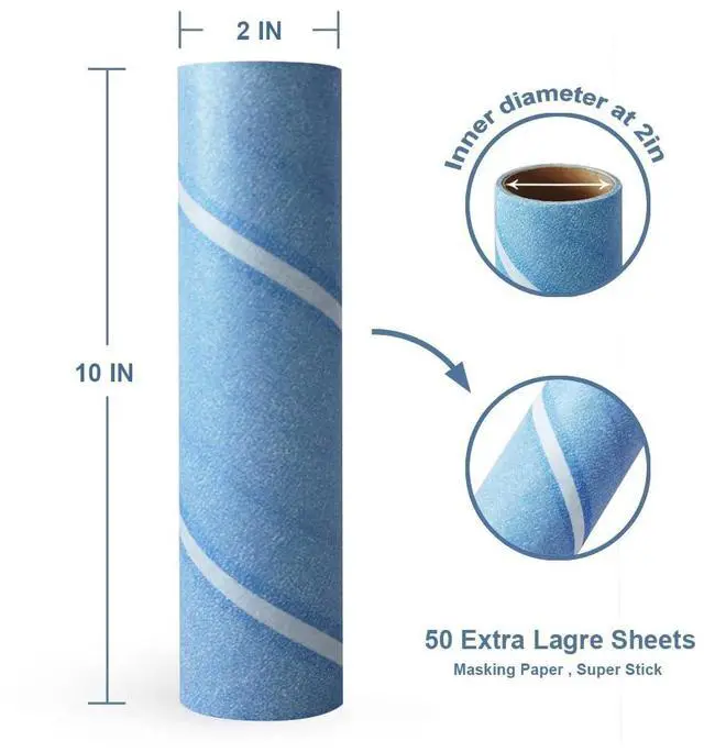Alt view image 2 of 6 - Large Lint Roller Refill,Oversized Rollers, 10 in Wide in Market | Suitable for Most Large Rollers , 3 Packs 150 sheets