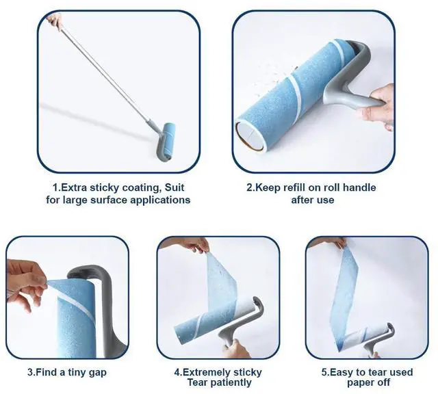 Alt view image 5 of 6 - Large Lint Roller Refill,Oversized Rollers, 10 in Wide in Market | Suitable for Most Large Rollers , 3 Packs 150 sheets