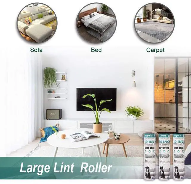 Alt view image 6 of 6 - Large Lint Roller Refill,Oversized Rollers, 10 in Wide in Market | Suitable for Most Large Rollers , 3 Packs 150 sheets