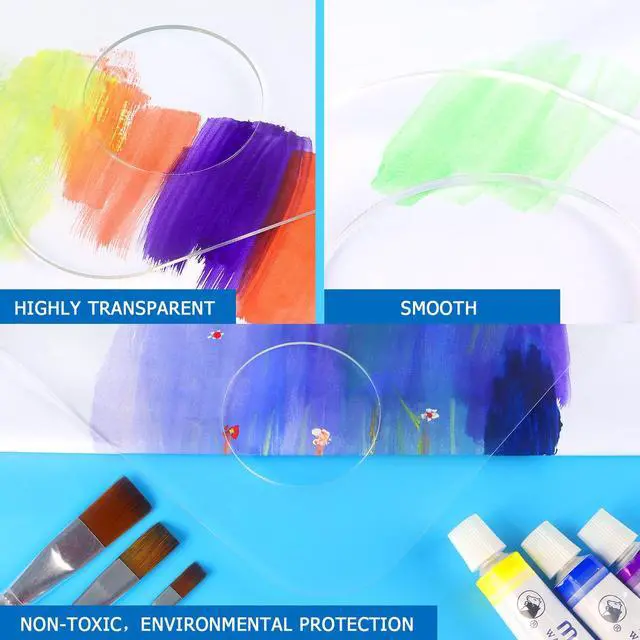 Alt view image 5 of 7 - 2 Pack Acrylic Paint Palette with Thumb Hole, 11.8 x 7.9 Inch | Clear Paint Pallet, Easy Clean Non-Stick Artist Pallet for Oil Watercolor Craft DIY Art Painting Palette